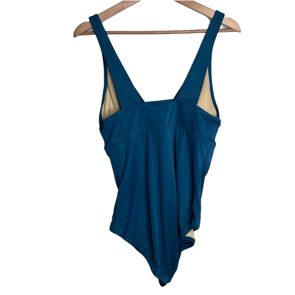 J.CREW Teal Blue Plunge Triangle Top One Piece Swimsuit Women’s Size 10 - Picture 8 of 8